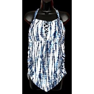 SHEIN Swimsuit One Piece Blue White Tie Dye Bathing Suit Swimwear Plus Size 18W